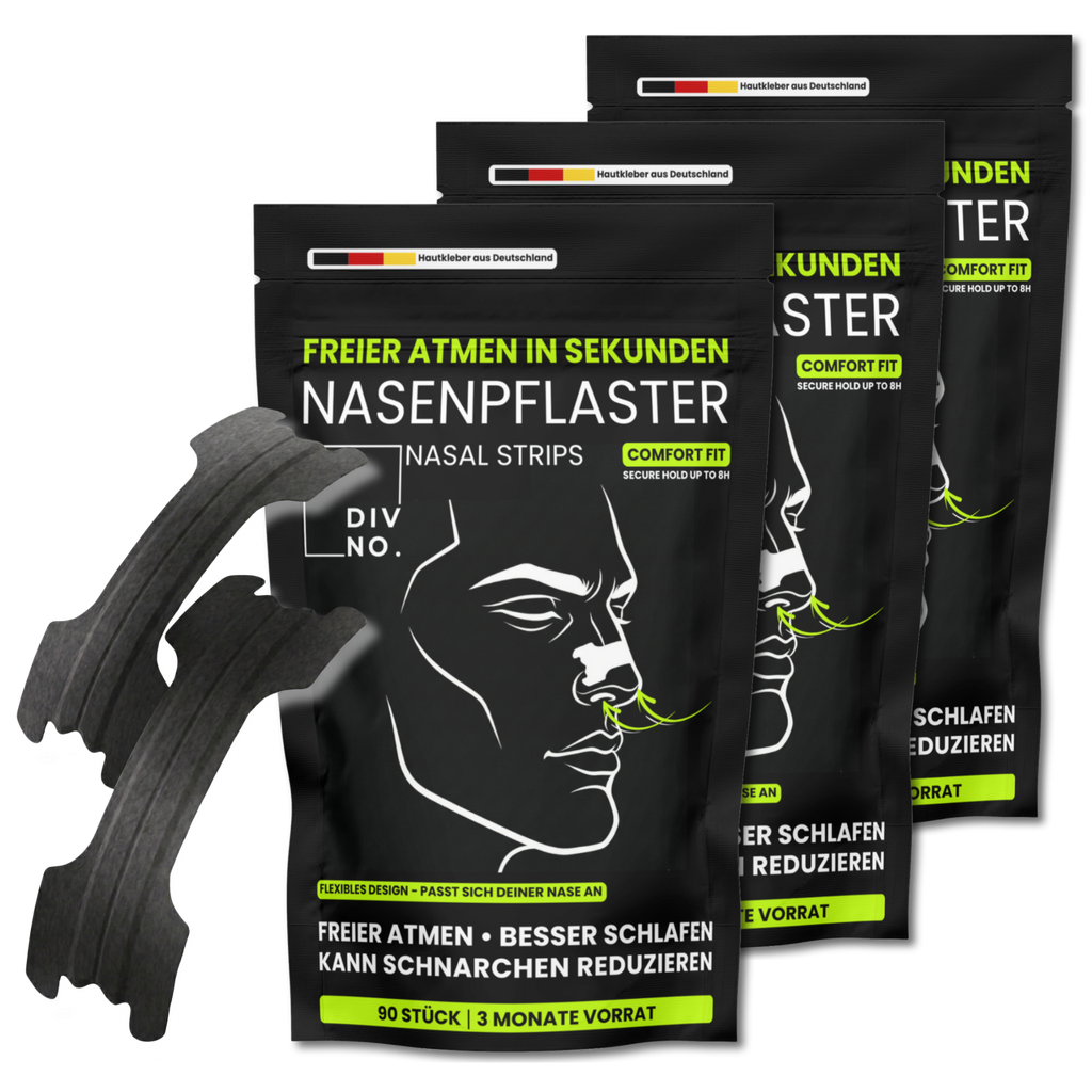 DIVNO Nasenpflaster 3er Bundle (270 Stück) – Sofort freier atmen, weniger schnarchen – Nasenstrips für besseren Schlaf & mehr Sauerstoff – Extra starker Halt bis zu 8h – Für Sport & Nacht